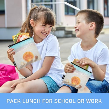 Reusable Food Storage Bags Beach Sea Shell 3 Pack Set Lunch Bag Compact Sandwich Snack Bag Small Medium Large for Lunch, Travel & Organization - color: Bag 21