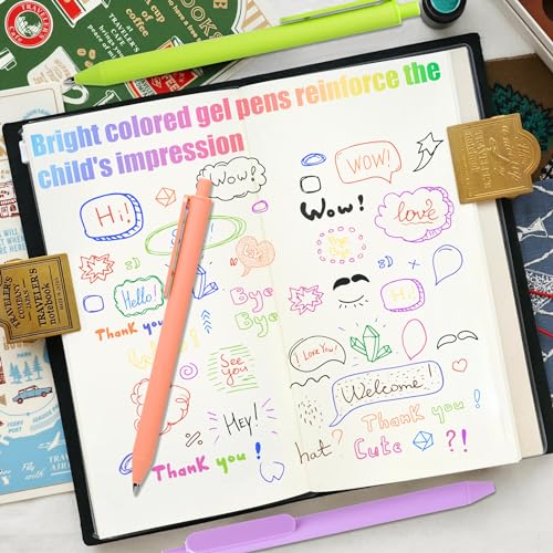 Drawdart Gel Pens 12 Colors Retractable Quick Dry Ink Pens Fine Point 0.7mm, Smoooth Writing Pens Multicolor for Journaling, Drawing, Doodling, and Note Taking, Multicolor, 12-Count