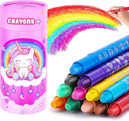 DreamCandy Twist Crayons for Toddlers,12 Colors Non Toxic Washable Crayons for Kids,Art Supplies Drawing Coloring Crayon Set,Gift for Boys and Girls,Back to School,Stocking Stuffers - color: Unicorn, size: 12 Count (Pack of 1)