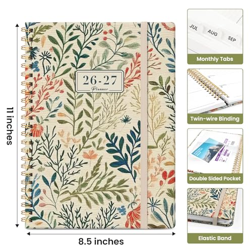 Planner 2026-2027, Academic Year Weekly and Monthly Calender Planner, from Jul 2026 - Jun 2027, Spiral Bound School Planning Book, Perfect for Teacher, Student, Women & Men, A4 (8.5" x 11"), Herbs - color: B-Herbs, size: (8.5"x11")a4