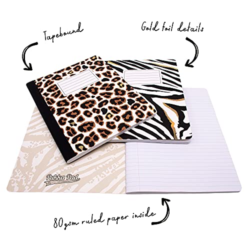Pukka Pad, Composition Notebooks - 3 Pack of Journals Featuring 140 Pages of College Ruled 80GSM Paper with Sturdy Cover Stock - 9.75 x 7.5in - Wild - color: Wild, size: 3 Pack
