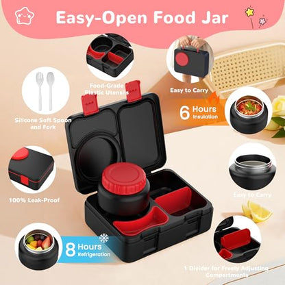 Bento Lunch Box for Kids Adult, Leakproof 3-4 Compartment Bento Box Set with Insulated Food Jar,Water Bottle, Lunch Bag, School Lunch Container for Toddler Teen Girls Boys Ages 3+(Racing Car) - color: Racing Car