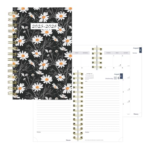 Blueline® Essential Academic Daily/Monthly Planner, August 2025 to July 2026, Twin-Wire Binding, Poly Cover, 8" x 5", Blossom Design, White (CA214PG.01-26)