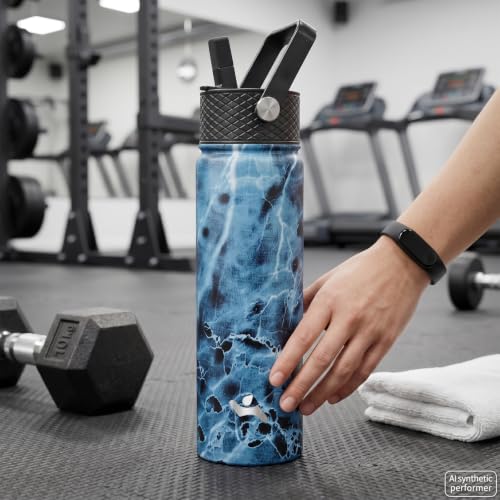 Konokyo 22 oz Insulated Stainless Steel Water Bottle with Straw Lid - color: Light Blue, size: 22 Ounces