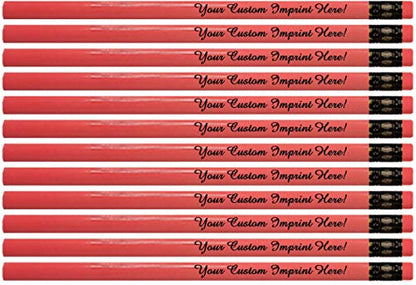 Personalized Pencils Round Neon Colors Custom Imprinted with your Name - Text - Logo - Message- 12 pkg - Made in USA -Cusomizable -Great Gift Idea (Neon Red Orange) - color: Neon Red Orange
