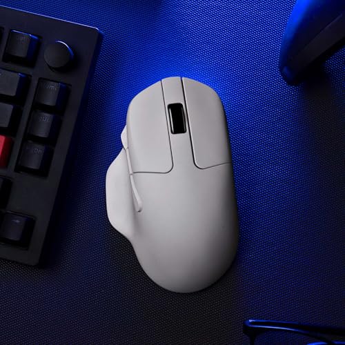 Keychron M7 Wireless Computer Mouse, 26K DPI Optical Computer Mouse, 2.4 GHz/Bluetooth/Wired with Macro Button 63g Lightweight Ergonomic, Up to 70 Hours Worktime for Laptop macOS/Windows - White - color: White, style: 1K Polling Rate