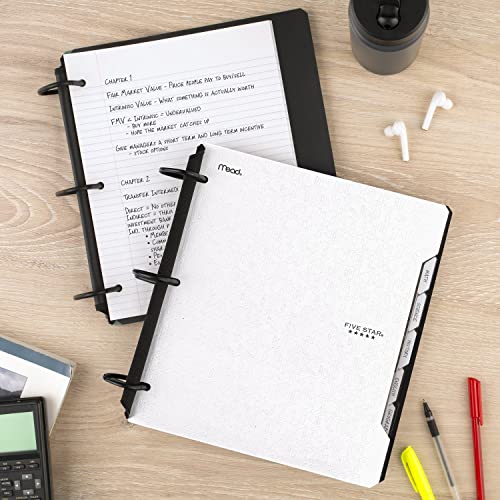 Five Star Flex Refillable Notebook + Study App, College Ruled Paper and 1-1/2 Inch TechLock Ring Binder with Pockets, Tabs and Dividers, 300 Sheet Capacity, White (29324AE2) - color: White, size: 1 Pack