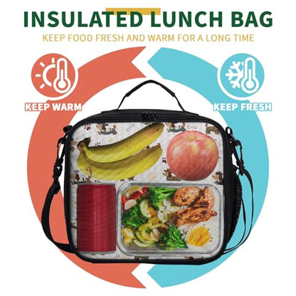 Cute Dog Kids Lunch Bag Lovely Dachshund Puppy Pattern Large Capacity Insulated Lunch Box with Shoulder Strap for Children Teens Durable Lunchbox Thermal Meal Bag for School Picnic - color: A-Puppy