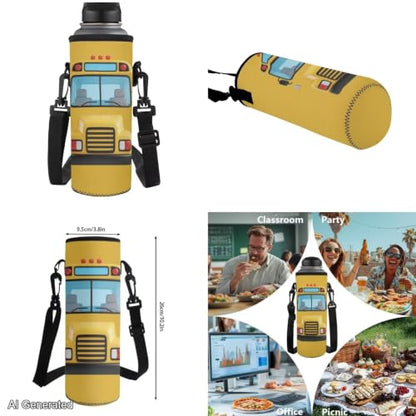 Classic School Bus Backpack with Lunch Box and Water Bottle Pouch Girls Boys Lightweight Big Pencil Case Pouch 4PCS Set Bookbag with Compartments 17 inch Study School Bag Kids Back to School - color: Classic School Bus