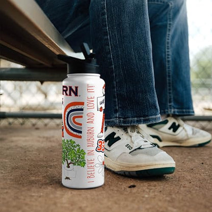 Logo Brands NCAA Native 34 oz Quencher Water Bottle - | Local Icons Design | Double-Wall Insulated| Leak-Proof Lid & Built-In Straw