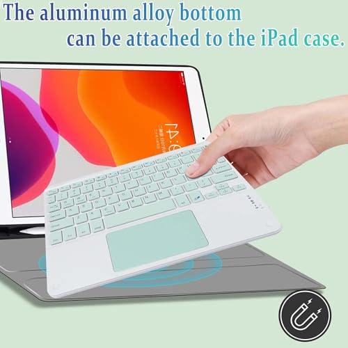Ultra Slim Wireless Bluetooth Keyboard with Touchpad,10 Inch Ultra-Thin Rechargeable Portable Travel Keyboard for iOS Android Windows Smartphone Laptop Table,Student Kid Boy Girl Women Gift (Green) - color: green