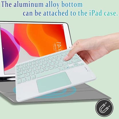 Ultra Slim Wireless Bluetooth Keyboard with Touchpad,10 Inch Ultra-Thin Rechargeable Portable Travel Keyboard for iOS Android Windows Smartphone Laptop Table,Student Kid Boy Girl Women Gift (Green) - color: green