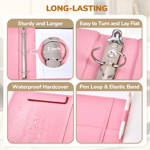 JoyCat 3 Ring Binder Clipboard with Storage,12.4"x10.2"Magnetic Clipboard Folder with 5 Expandable Folders,Refillable Lined Notepad (11" x 8.5"),Ideal for School Office Nursing(Pink) - color: Pink