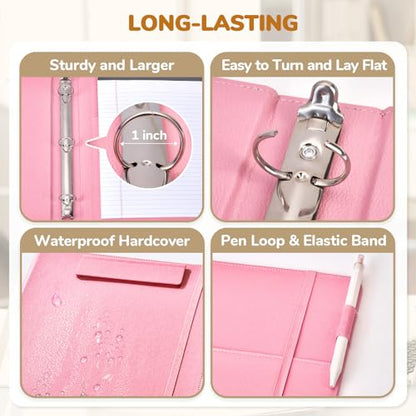 JoyCat 3 Ring Binder Clipboard with Storage,12.4"x10.2"Magnetic Clipboard Folder with 5 Expandable Folders,Refillable Lined Notepad (11" x 8.5"),Ideal for School Office Nursing(Pink) - color: Pink