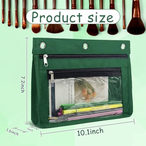 YoeeJob 1 Pack Pencil Pouch for 3 Ring Binder, Expandable Binder Pouches with Zipper, Large Capacity Pen Holder Case with Clear Window School Class Office Organizers, Teal - color: Teal