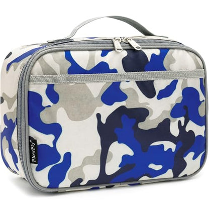 FlowFly Kids Lunch box Insulated Soft Bag Mini Cooler Back to School Thermal Meal Tote Kit for Girls, Boys,Blue Camo - color: Blue Camo