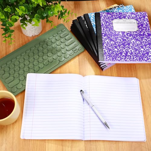 Seajan 20 Pack Composition Notebooks, Wide Ruled Paper, 7-1/2" x 9-3/4" Marble Hard Covers, 60 Sheets, Composition Notebooks Bulk for Students Back to School Adults Office Supplies(Colorful) - color: Colorful