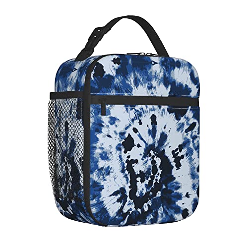 Blue Tie Dye Lunch Bags For Men Women Boys Girls Reusable Tote Lunch Bags For Office Work School Picnic Camping Thermal Insulation And Cold Preservation - color: Blue Tie Dye