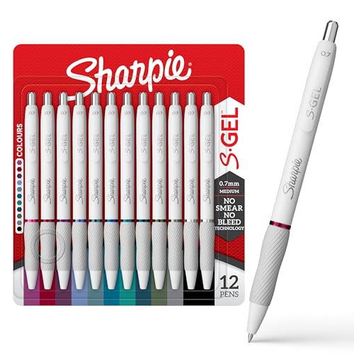 Sharpie S-Gel Pens, Fashion Barrel Gel Pens, Pearl White Body, Medium Point (0.7mm), Bold Ink Colors, 12 Count - size: 12 Count