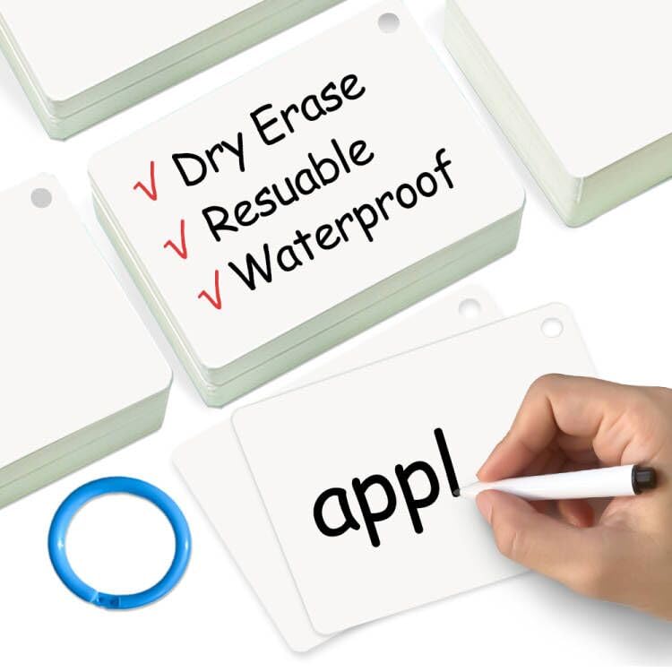Double-Side Dry Erase Index Card - 20 Laminated Cards for Versatile Use | Laminated Cardstock 4.3x 3.1 inch, Reusable Blank Cards for Home, Work, School, Study Guide, to Do Lists, DIY Teaching Aids