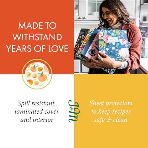 Jot & Mark 8.5"" x 9.5"" 3 Ring Recipe Binder with 50 Matching 4x6 inch | 50 Recipe Cards + 25 Sleeve Protectors + 5 Full-Page Sleeves + 6 Tabs | 8.5x9.5 | Peach Dream - color: Peach Dream, size: 8.5" x 9.5"