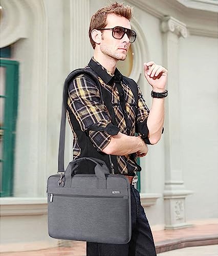 Voova Laptop Bag 13-14 Inch, 360° Protective Laptop Case Sleeve with Shoulder Strap Compatible with Macbook Air 13, MacBook Pro 13/14, Waterproof Computer Bag Slim Briefcase for Men Women, Grey - color: Grey, size: 13-13.5 inch