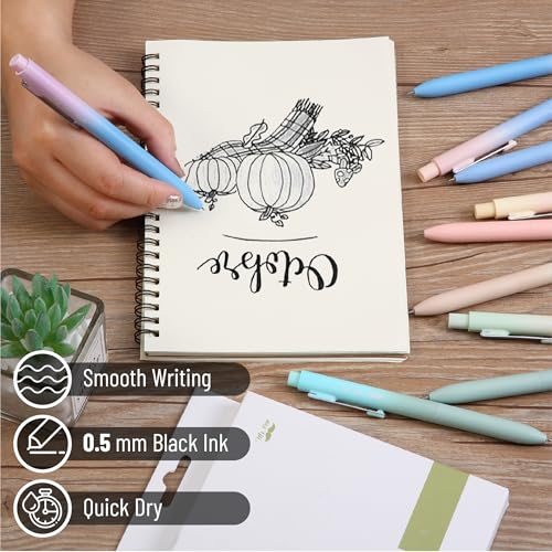 Mr. Pen- Retractable Gel Pens, 10 Pack, Black Ink, Gradient Barrel | Fine Point 0.5 mm, Fast Dry, Smooth Writing, Cute Pens for Drawing, Writing Planner and School Supplies