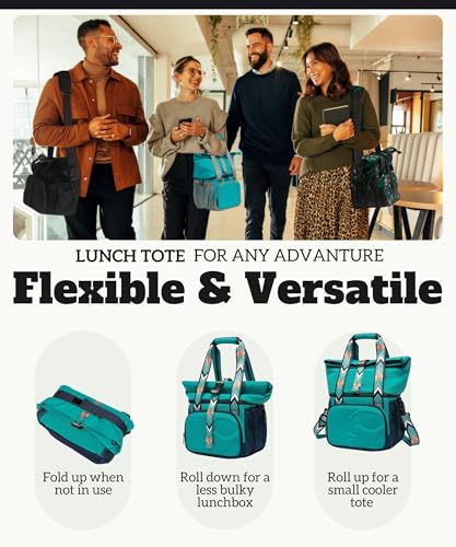 SUNNY BIRD Dual Compartment Lunch Bag Insulated Lunch Box for Women and Men (Turquoise Green) - color: Turquoise Green