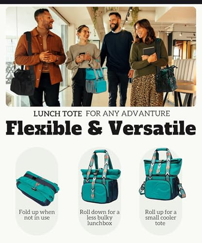 SUNNY BIRD Dual Compartment Lunch Bag Insulated Lunch Box for Women and Men (Turquoise Green) - color: Turquoise Green