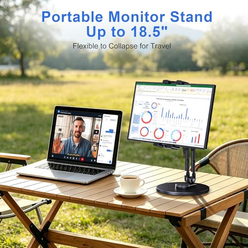 CreaDream iPad Stand for Desk, Portable Monitor Stand with Large Clamp up to 18.5", Tablet Stand Arm Holder with Heavy Duty 360 Rotating Base for 4.7"-13" Tablets, iPad Pro/Air/Mini, Monitors