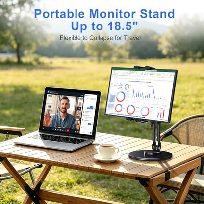 CreaDream iPad Stand for Desk, Portable Monitor Stand with Large Clamp up to 18.5", Tablet Stand Arm Holder with Heavy Duty 360 Rotating Base for 4.7"-13" Tablets, iPad Pro/Air/Mini, Monitors
