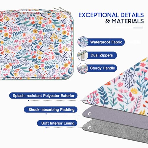 TiMOVO 9-11" Tablet Sleeve for iPad A16 & Galaxy Tab, Flowers | Protective Bag with Pockets, Fits iPad 10.9"/10.2" Air 11" 5th/4th Gen, Galaxy Tab A9+/A11+ 11" - color: Flowers, size: 9-11 Inch