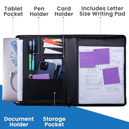 Case it Zipper Padfolio | Letter Size | PAD-62 Black | Supreme, Letter Size Writing Pad, Tablet Case, School & Office - color: PAD-62-BLACK, size: 1 Pack