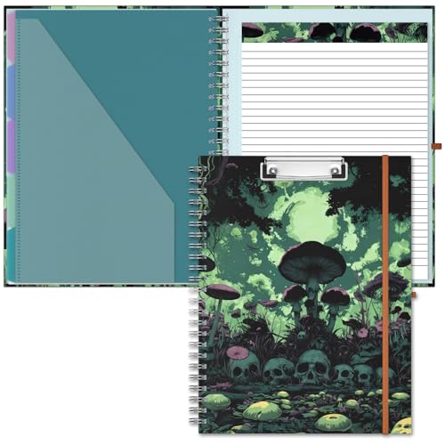 Hongri Clipboard Folio with Refillable Lined Notepad, 8.5 x 11 Clip Board | Folders with Storage 10 Pockets, Spiral Portfolio, Size 12.8X 9.7 in, Office & School Supplies, Gothic World - color: Gothic World