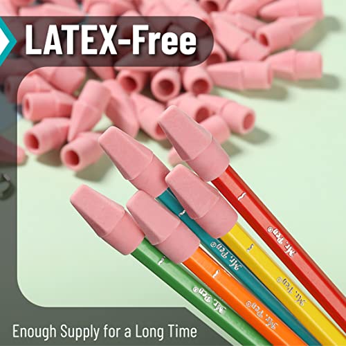 Mr. Pen- Pencil Top Erasers, 120 Pack, Pink, Latex-Free | No-Smudge Cap Pencil Erasers for Precise Erasing, Kids, Teachers, Studying Supplies - color: Pink, size: 120 Pack