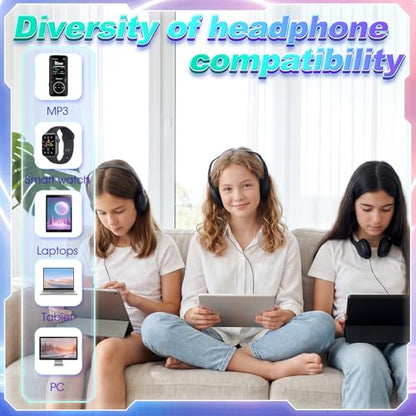 Hoteam 100 Pack Headphones for Classroom Bulk Students Adjustable Headphones Wired Pack Black Over the Head Earphones with 3.5 mm Plug for School Library Museums Charity Donate(Black,Novelty) - color: Black, style: Novelty