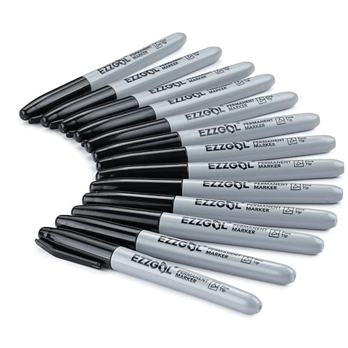 Ezzgol Black Permanent Markers Bulk, 40 Packs Fine Tip Permanent Waterproof Premium Smear Pens, Quick Drying, Office Supplies for School, Office, Home