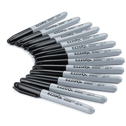Ezzgol Black Permanent Markers Bulk, 40 Packs Fine Tip Permanent Waterproof Premium Smear Pens, Quick Drying, Office Supplies for School, Office, Home