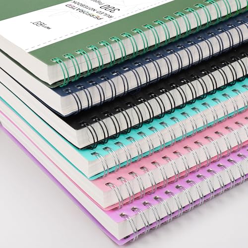 RETTACY Spiral College Ruled Notebook, 300 Perforated Pages (8.2" x 11.2") | 100 GSM Thick Paper, Flexible Plastic Cover, for School, Work, Writing, Journaling (Tiffani Blue) - color: Tiffani Blue
