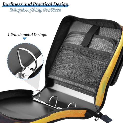 3 Ring Zipper Binder Sunflower Black Girl Binders Bag with Shoulder Strap 500 Sheets Paper Organizer Trapper Keeper Documents Storage File Folder for School Office - color: A1129