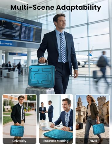 DOMISO Laptop Hard Case 15-16 inch Waterproof Shockproof Hard Shell Laptop Sleeve with Handle & Storage Pocket, Compatible with MacBook, HP, Dell, Teal - color: Teal, size: 15.6 inch