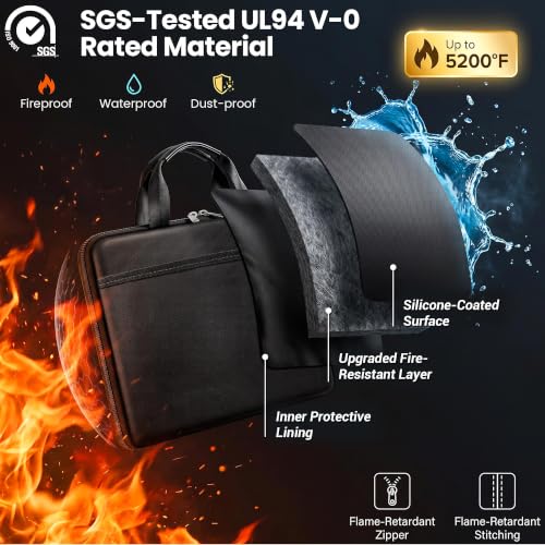 TILYMOL Fireproof Document Bag (5200℉) - Upgraded Heat Insulated Layers Waterproof Document Bag with Handle for Important Paper, Passports & Valuables, Secure Storage for Home, Office & Travel - size: Small Briefcase
