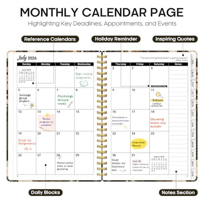 Planner 2026-2027, Academic Year Monthly and Weekly Calendar Planner, Jul 2026 - Jun 2027, Hardcover Teacher Student Planning Agenda book with Tabs, Perfect for School Office Supplies, 8.5" x 11" - Wild Rose - color: C-Wild Rose, size: (8.5"x11")a4