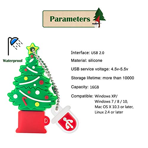 Christmas USB Flash Drive 16GB (5 Pack) New Year Gifts for Family and Friends, BorlterClamp Memory Stick of Santa Claus Christmas Tree Snowman Patterns Cute Thumb Drive - color: Christmas Pattern 16GB*5