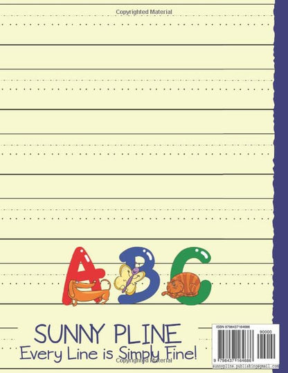 ABC Handwriting Practice Paper for pre-K Kids: 200 Blank Wide Lined Pages for English Alphabet Writing
