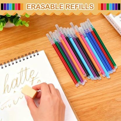 16Pcs 0.7mm Colorful Erasable Gel Ink Pen Refills Compatible with Frixion | for Friction, Replaceable Medium Fine Point Clicker Refill Stationery - color: 8colors 16pcs
