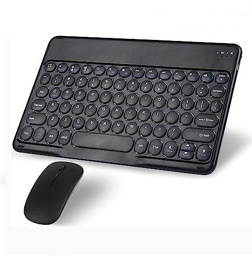 Wireless Bluetooth Keyboard and Mouse Combo Portable Mini Small Slim Typewriter Compact Ergonomic Travel Bluetooth Keyboard Mouse for iPhone iPad Mac MacBook Pro Laptop Android Phone Samsung Tablet - color: Black
