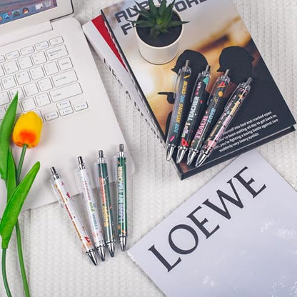 Teacher Appreciation Week Ballpoint Pens Set of 8 – Teacher Theme Pens with Book, Pencil & Classroom Supply Designs and Inspiring Quotes – Smooth Black Ink Pens for Classroom, Office, Thank You Gifts - style: Teacher-Style2