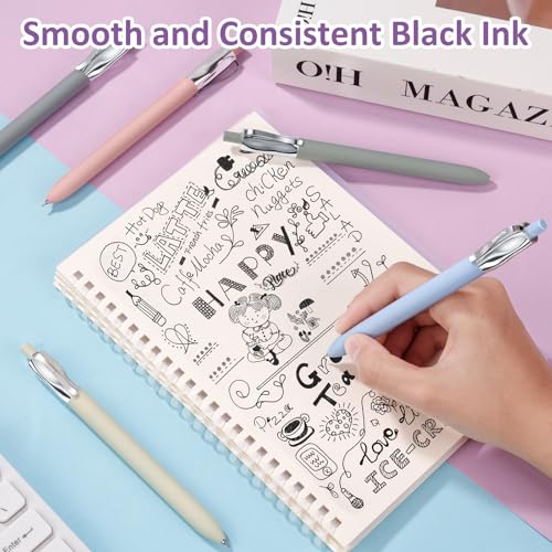 Solati Premium Gel Pens, 5-Pack Retractable 0.5mm Black Ink Pens, Luxury Aesthetic Fluid Design, Smooth Quick-Dry Writing Pens for Journaling, Note-Taking, Office, School Supplies (Z4 5PCS Morandi) - color: Z4 5PCS Morandi