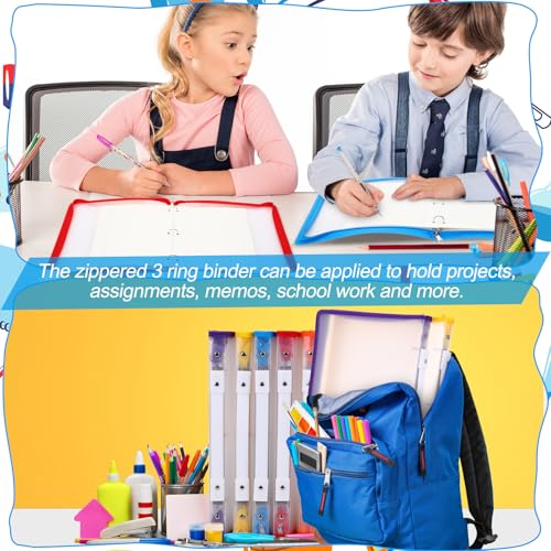 Fulmoon 6 Pack 1 Inch Zipper Binder, 3 Ring Binder with 2 Interior Pockets, Plastic Pencil Pouch, Expanding File Zippered Holds 8.5''x11'' for Projects, Assignments, Memos, School Work (Clear) - color: Clear